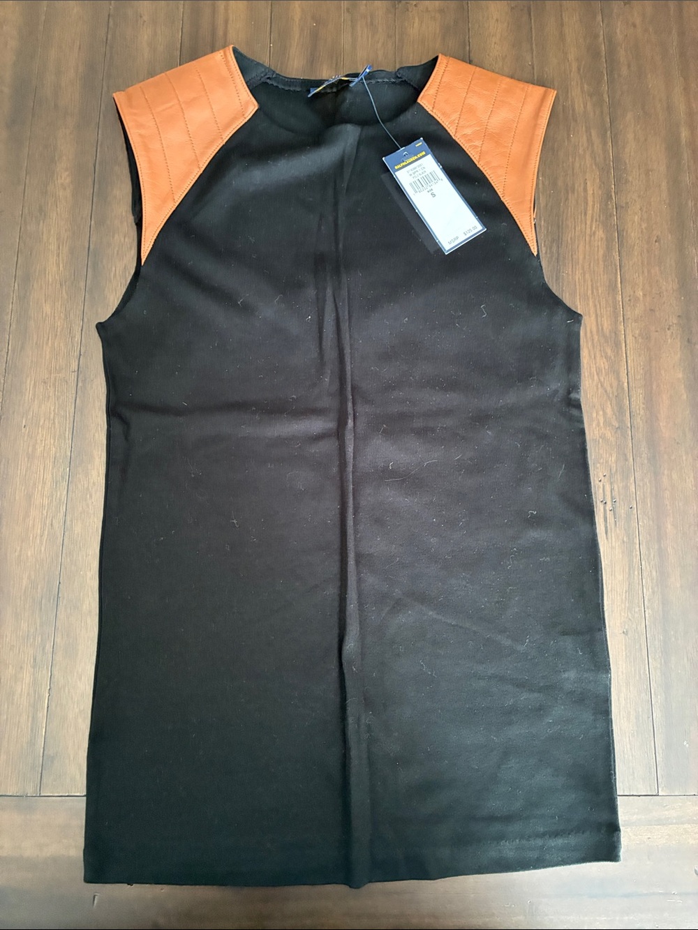 Ralph Lauren Black Sleeveless Top with Brown Shoulder Panels